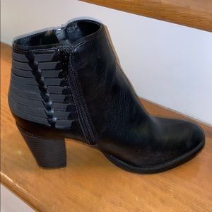 Black leather booties (worn once)